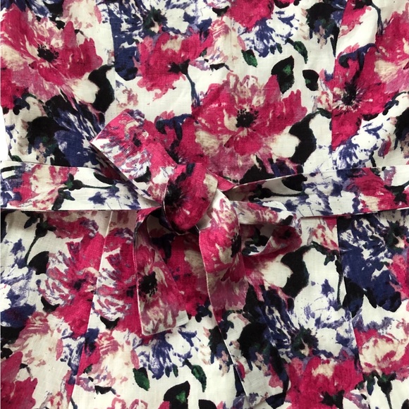 Beautiful Laura Ashley Linen Summer Dress Pink Floral Wedding - Picture 5 of 7